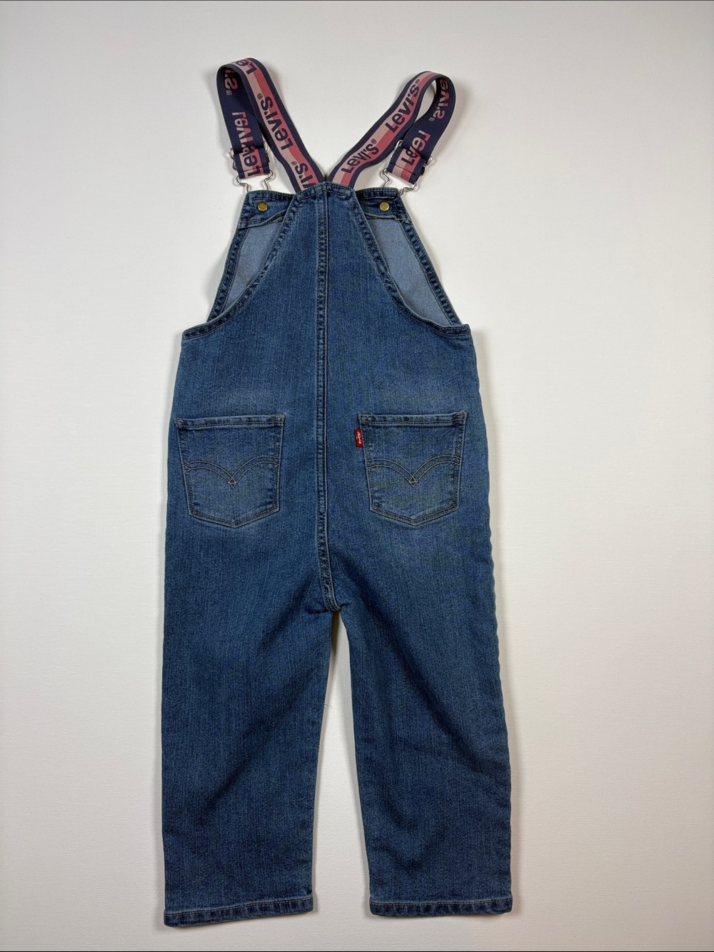 Levi's Blue Denim Overalls with Pink Branded Straps - Picture 6 of 9